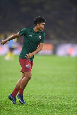 Kuala lumphur-Malezya-14Nov2019: Supanut Mueanta 22 Tayland Oyuncusu Fifa Dünya Kupası Katarı 2022 'de Malezya' ya karşı Bukit Jalil, Malezya