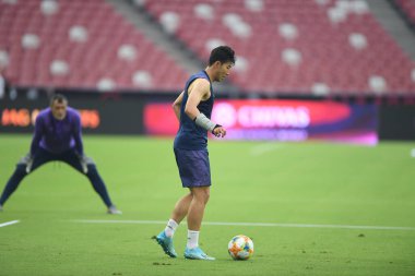 Kallang-singapore-19jul2019-Heung-Min Son player of tottenham hotspur in action during official training before icc2019 at national stadium,singapore