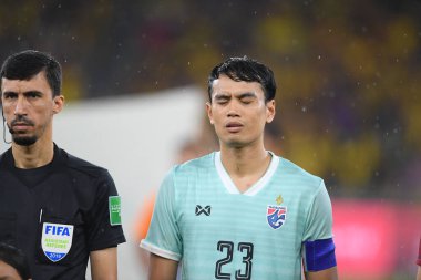 Kuala lumphur-Malezya-14Nov2019: Siwalak Tedsungnoune 23 Tayland Oyuncusu FIFA Dünya Kupası Katarı 2022 'de Malezya' ya karşı Malezya, Malezya