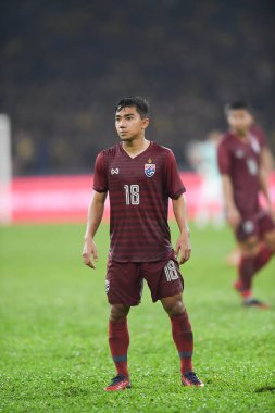 Kuala lumphur-Malezya-14 Kasım 2019: Chanathip Songkasin 18 Tayland Oyuncusu FIFA Dünya Kupası Katarı 2022 'de Malezya' ya karşı Malezya, Malezya 'da oynuyordu