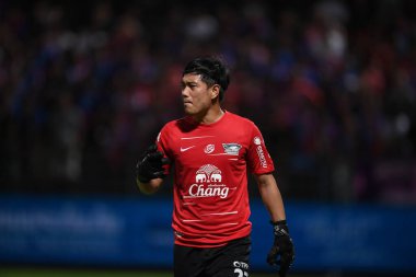 Bangkok- Thailand-13 Jul 2019:Kampol prathomauttakul player of chonburi fc in action during thaileague match between port fc against Chonburi fc at pat stadium, Thailand
