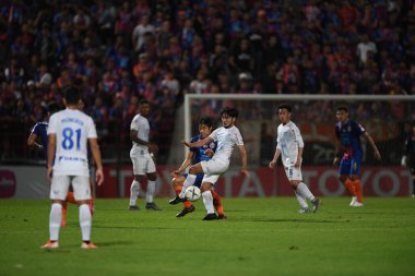 Bangkok-Thailand-13Jul2019:Teerapong deehamhea player of chonburi fc in action during thaileague match between port fc against chonburi fc at pat stadium,thailand