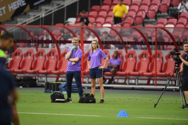 Kallang-singapore-19jul2019-Staff coach of tottenham hotspur in action during official training before icc2019 at national stadium,singapore