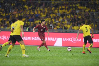 Kuala lumphur-Malezya-14 Kasım 2019: FIFA Dünya Kupası Katarı sırasında Malezya 'ya karşı Bukit Jalil, Malezya' da oynayan oyuncu