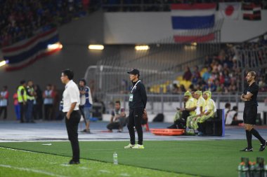 Kuala lumphur-Malezya 14 Kasım 2019: Akira Nishino FIFA Dünya Kupası Katar 2022 'de Malezya' ya karşı Malezya Buckit Jalil, Malezya