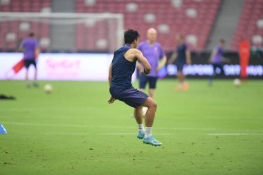 Kallang-singapore-19jul2019-Heung-Min Son player of tottenham hotspur in action during official training before icc2019 at national stadium,singapore