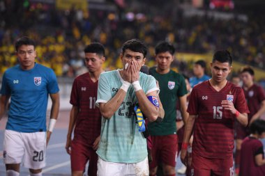 Kuala lumphur-Malezya-14 Kasım 2019: FIFA Dünya Kupası Katarı sırasında Malezya 'ya karşı Bukit Jalil, Malezya' da oynayan oyuncu