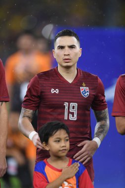 Kuala lumphur-Malezya - 14 Kasım 2019: Tristan 19 Tayland Oyuncusu FIFA Dünya Kupası Katarı 2022 'de Malezya' ya karşı Bukit Jalil, Malezya
