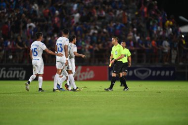 Bangkok-Thailand-13 Jul 2019: Apichit nopuen assistant referee in action during thaileague match between port fc against Chonburi fc at pat stadium, Thailand