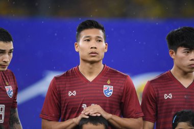 Kuala lumphur-Malezya-14 Kasım 2019: Phitiwat Sukjitthammakul 16 Tayland Oyuncusu FIFA Dünya Kupası Katarı 2022 'de Malezya' ya karşı Bukit Jalil, Malezya