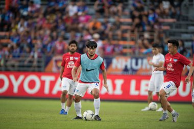 Bangkok-Thailand-13Jul2019:Teerapong deehamhea player of chonburi fc in action during thaileague match between port fc against chonburi fc at pat stadium,thailand