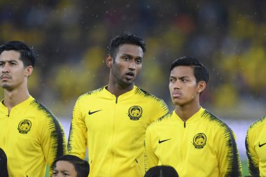 Kuala lumphur-Malezya-14 Kasım 2019: Syamer Kutty Abba 14. Malezya Oyuncusu Fifa Dünya Kupası Katar 2022 'de Malezya' nın Bukit Jalil kentinde oynanan karşılaşmada
