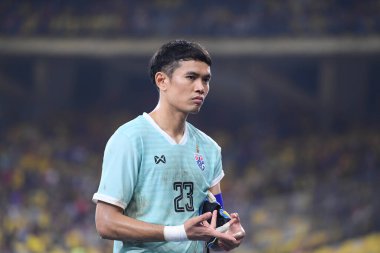 Kuala lumphur-Malezya-14Nov2019: Siwalak Tedsungnoune 23 Tayland Oyuncusu FIFA Dünya Kupası Katarı 2022 'de Malezya' ya karşı Malezya, Malezya