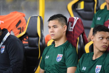 Kuala lumphur-Malezya-14Nov2019: Narubordin Weerawatnodom 15 Tayland Oyuncusu FIFA Dünya Kupası Katarı 2022 'de Malezya' ya karşı Malezya, Malezya 'da oynuyordu