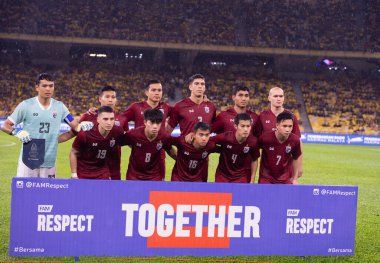 Kuala lumphur-Malezya-14 Kasım 2019: FIFA Dünya Kupası Katarı sırasında Malezya 'ya karşı Bukit Jalil, Malezya' da oynayan oyuncu