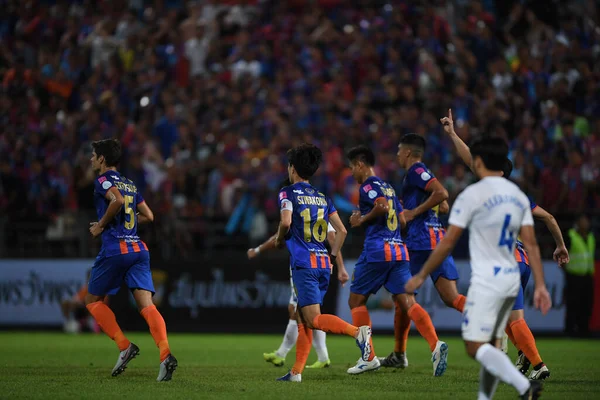 Bangkok Thailand Jul 2019 Player Port Congratulation Goal Thaileague Match — Stockfoto