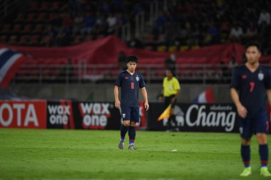 Bangkok-thailand-15 oct 2019: Eakanit panya player of Thailand in action during fifa world cup qatar 2022 against UAE at thammasart stadium, Thailand