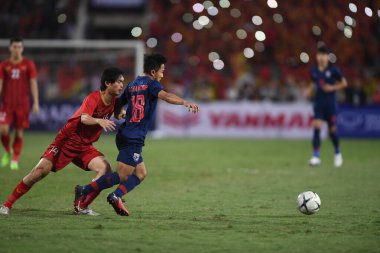 Hanoi-Vietnam-19Nov2019:Chanathip songkrasin Player of thailand during fifa world cup qatar 2022 against Vietnam at My dinh stadium,Vietnam