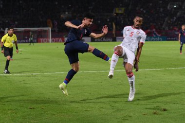 Bangkok-thailand- 15 oct 2019:Supachok sarachart player of Thailand in action during fifa world cup qatar 2022 against UAE at thammasart stadium, Thailand