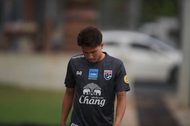 Buriram-Thailand-6 Jun 2019: Thitipan puangjan Player of Thailand in action during training before match again India at camp buriram united, thailand