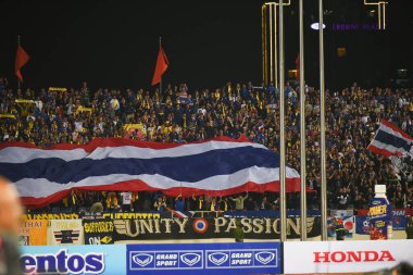 Hanoi-Vietnam-19Nov2019:Big flag of thailand during fifa world cup qatar 2022 against Vietnam at My dinh stadium,Vietnam