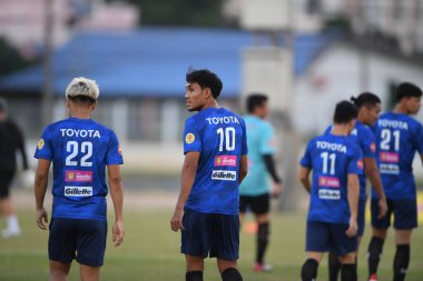 Buriram-Thailand-3Jun2019:Teerasil dangda player of thailand in action during training before tournament king cup 2019 at buriram academ