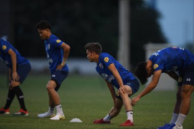 Buriram-Thailand-3Jun2019:Theerathon bunmathan player of thailand in action during training before tournament king cup 2019 at buriram academ