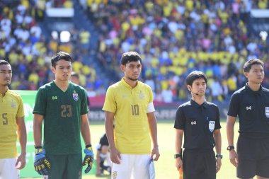 Buriram-Thailand-8 Jun 2019:Teerasil dangda Player of thailand in action during kings cup match between thailand against india at chang arena, buriram, thailand