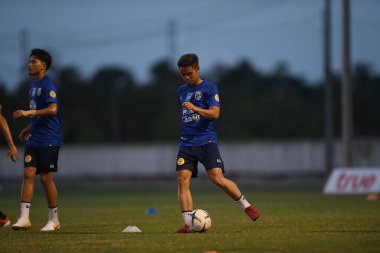 Buriram-Thailand-3Jun2019:Theerathon bunmathan player of thailand in action during training before tournament king cup 2019 at buriram academ