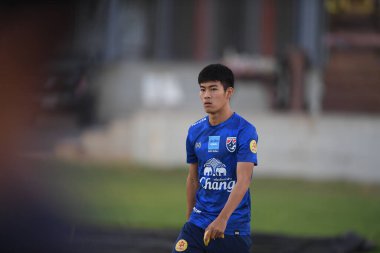 Buriram-Thailand-3Jun2019:Sarach yooyen player of thailand in action during training before tournament king cup 2019 at buriram academ