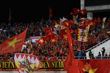 Hanoi-Vietnam-19Nov2019:Unidentified fan of vietnam during fifa world cup qatar 2022 against Vietnam at My dinh stadium,Vietnam