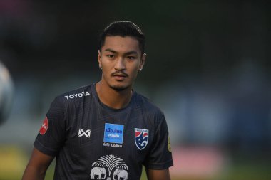 Buriram-Thailand-6 Jun 2019:Adisorn promrak Player of Thailand in action during training before match again India at camp buriram united, thailand