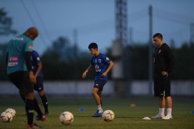 Buriram-Thailand-3Jun2019:Sarach yooyen player of thailand in action during training before tournament king cup 2019 at buriram academ