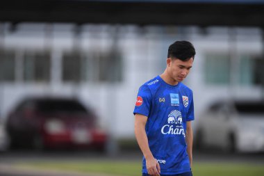 Buriram-Thailand-3Jun2019:Supechok sarachart player of thailand in action during training before tournament king cup 2019 at buriram academ