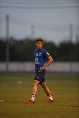 Buriram-Thailand-3Jun2019:Theerathon bunmathan player of thailand in action during training before tournament king cup 2019 at buriram academ