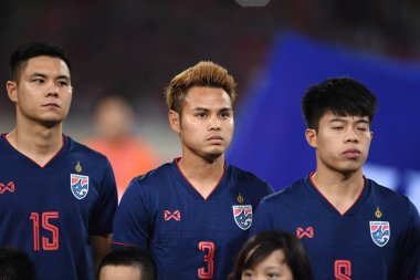 Hanoi-Vietnam-19Nov2019:Theerathon bunmatan Player of thailand during fifa world cup qatar 2022 against Vietnam at My dinh stadium,Vietnam