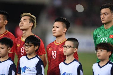 Hanoi-Vietnam-19Nov2019:NGUYEN QUANG HAI #19 Player of Vietnam during fifa world cup qatar 2022 against Vietnam at My dinh stadium,Vietnam