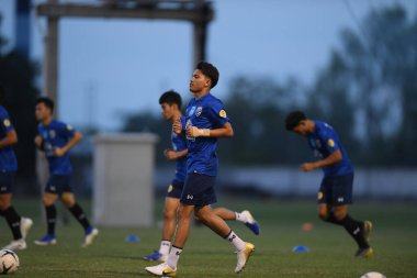 Buriram-Thailand-3Jun2019:Thitipan puangjan player of thailand in action during training before tournament king cup 2019 at buriram academ