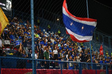 Bangkok-thailand-10 oct 2019: Unidentified fan in action during friendly match against congo at leo stadium, Thailand