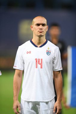 Bangkok-thailand-10oct2019:Manuel tom bihr player of thailand in action during friendly match against congo at leo stadium,thailand