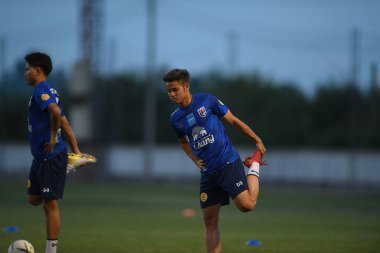 Buriram-Thailand-3Jun2019:Theerathon bunmathan player of thailand in action during training before tournament king cup 2019 at buriram academ
