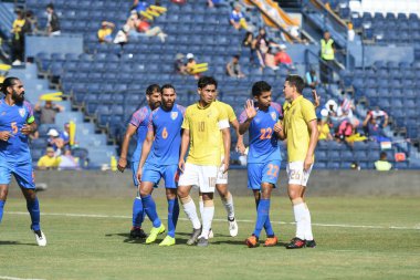 Buriram-Thailand- 8 Jun 2019: Player of thailand in action during kings cup match between thailand against india at chang arena, buriram, thailand