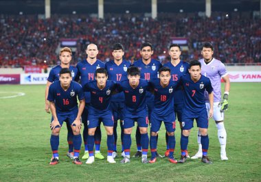 Hanoi-Vietnam-19Nov2019:Player of thailand during fifa world cup qatar 2022 against Vietnam at My dinh stadium,Vietnam