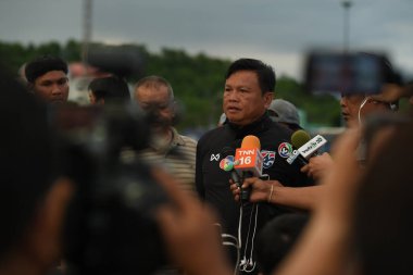 Buriram-Thailand-6 Jun 2019: Sirasak yodyadthai head coach of Thailand in action during training before match again India at camp buriram united, thailand