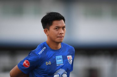Buriram-Thailand-3Jun2019:Pansa hemviboon player of thailand in action during training before tournament king cup 2019 at buriram academ
