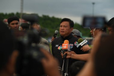 Buriram-Thailand-6 Jun 2019: Sirasak yodyadthai head coach of Thailand in action during training before match again India at camp buriram united, thailand
