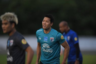 Buriram-Thailand-6 Jun 2019: Kawin thammasatchanan Player of Thailand in action during training before match again India at camp buriram united, thailand