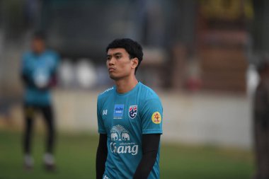 Buriram-Thailand-6 Jun 2019: Siwarak tedsuenoun Player of Thailand in action during training before match again India at camp buriram united, thailand
