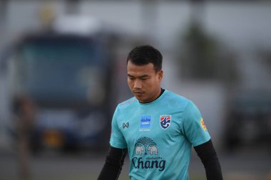 Buriram-Thailand-3Jun2019:Chatchai budprom player of thailand in action during training before tournament king cup 2019 at buriram academ