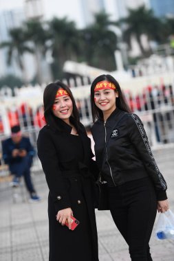 Hanoi-Vietnam-19Nov2019:Unidentified fan of vietnam during fifa world cup qatar 2022 against Vietnam at My dinh stadium,Vietnam